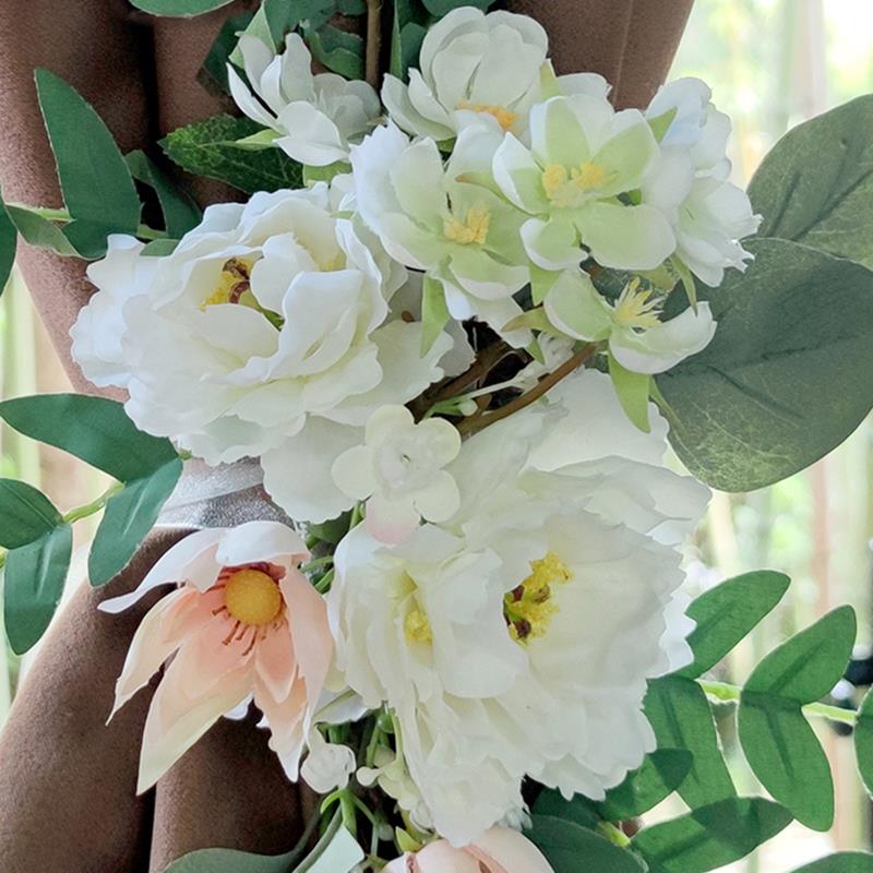 仿真花窗帘束带绑带扣绳浪漫客厅装饰纱帘现代手工创意系扎带绑花
