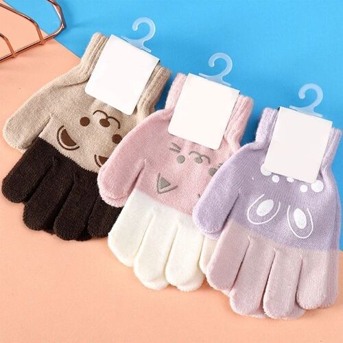 2022 Winter Korean Style Kids Knitted Gloves Cartoon Bear Pr