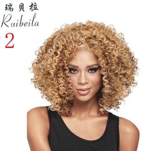 African Black Small Curly Wig Women Wig Head ver