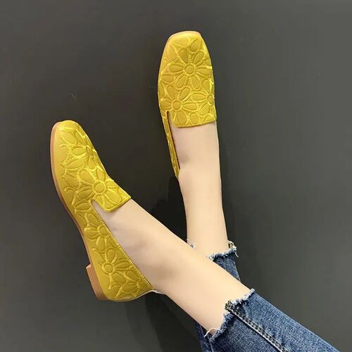 Size 35-42 Square Toe Summer Shoes for Women Embroidery Desi