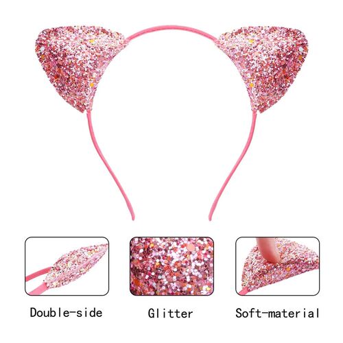 Cat Ears Headband Reversible Shiny Cute Cartoon Ear Hoops Bl