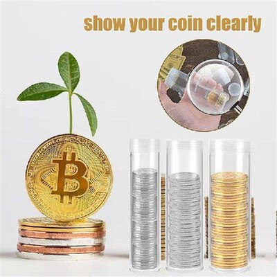 10pcs Coin Tubes Quarter Rolls Wrappers Plastic Coin