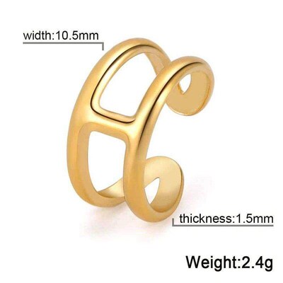 Cazador Letter H Shape Finger Rings for Women Adjustable Sta