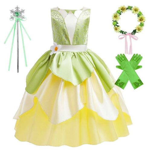 Tiana Costume Girl Dress Up Princess Girls Cosplay Role