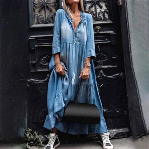 Loose / Sleeve Women Tassel Dress Vintage Plus size dress