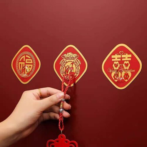 2024 New Year  Fu  Character Hooks, Red Festive Strong Adhes