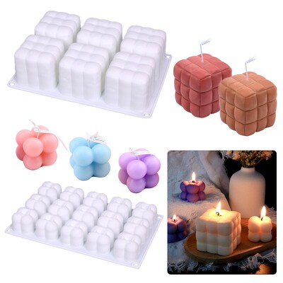 3D Bubble Cube Candle Silicone Mold Set DIY Flower ClYoud So