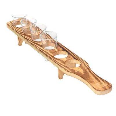 Tequila Serving Tray Wooden Drink Serving Tray with 6