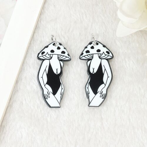8Pcs Goth Mushroom Charms Bikini Girl Swimsuit Cartoon Figur