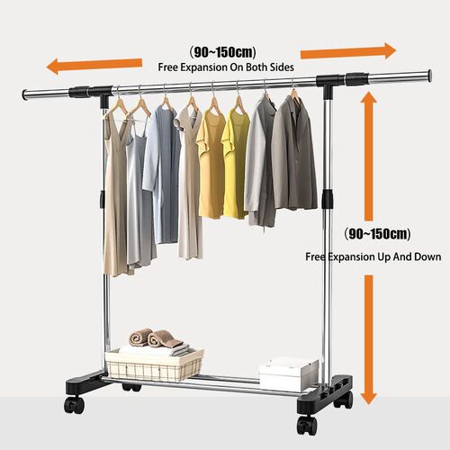 Tainless Steel Floor Drying Rack Double Pole Lifting Clothes