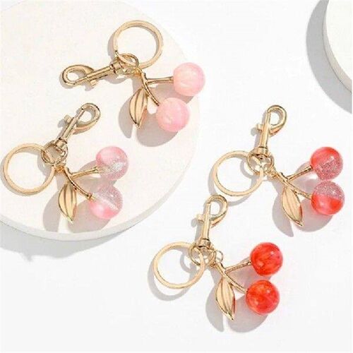 1 Piece Bag Pendant Creative Charms Crystal Cherry Keychain