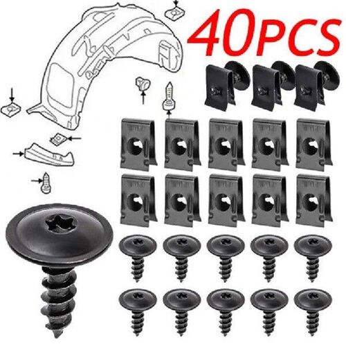 Black Mixed Car Metal Screw Tapping Fastener Clip U-Type