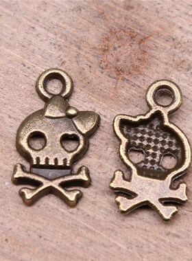 WYSIWYG 40pcs 16x9mm Antique Silver Color Skull Bow Charms C