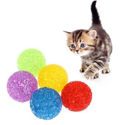 5Pcs/Pack Dog Ball Toys Crystal Style Ball Built-in Bells