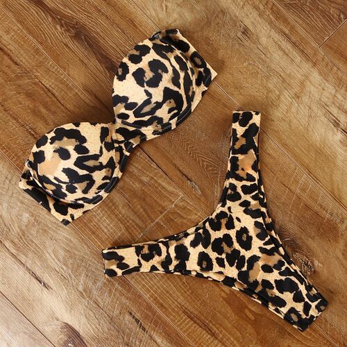 Animal Print Leopard Bikini Push Up Swimsuit Sexy Women Biki