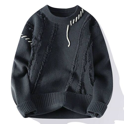 Autumn Winter Warm Mens Knitted Sweaters Fashion Patchwork O