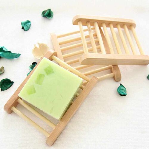 Natural Bamboo Wooden Soap Dish Tray Drainage Bathroom Showe
