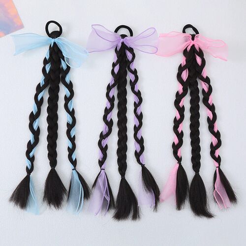 Childrens Cute tail Wigs Sweet Pigtail Bow tail Hair Access
