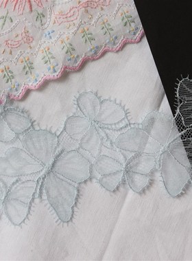 levers lce 黑/奶白/淡蓝/米白 蝴蝶小睫毛 无弹蕾丝花边宽8cm