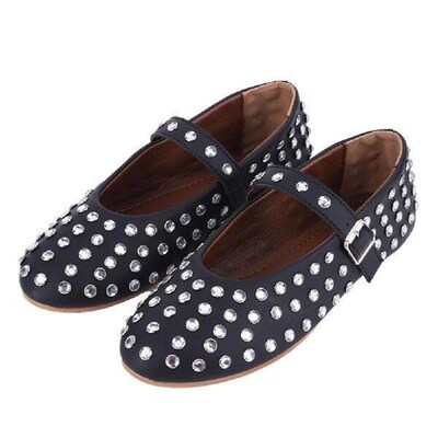 Women Shiny Rhinestone Shoes with Buckle Strap Rhinestone