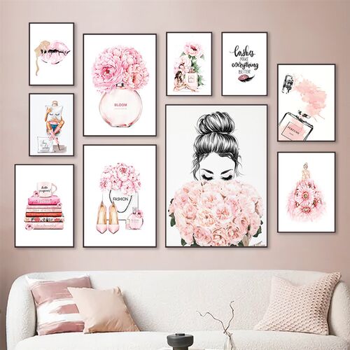 Home Decor Modern Pink Sweet Flower Picture Wall Art  Painti