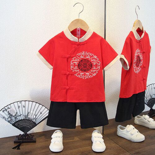 Hanfu Boys Summer Clothes Suit Childrens Tang Suit Retro Ch