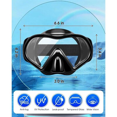 Swimming Goggles & Snorkeling Mask - Tempered Glass, Anti-Fo