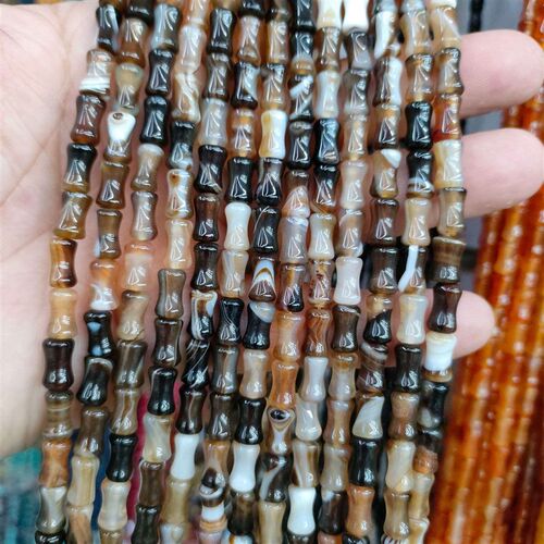 8*12mm bamboo loose beads natural green dongling agate bambo