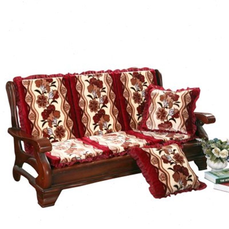实木沙发坐垫加厚靠垫连体红木沙发毛绒垫子单人可拆洗沙发垫