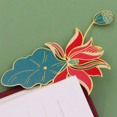 Chinese style Flower Bookmark Metal Brass Hollow Tassel Book