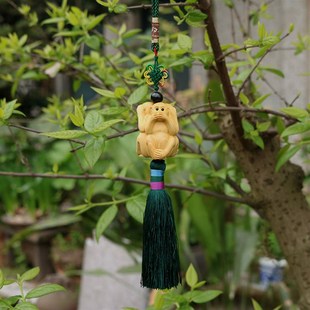 陈雕匠黄杨木雕刻车包挂件动物生肖车载饰品平安吊牌三不猴子