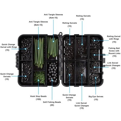 300Pcs/Box Carp Fishing Tackle Kit Including Anti Tangle Sle