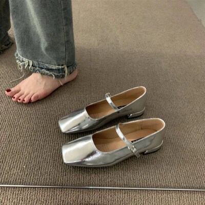 Bailamos Women Fashing Silver Flats Ballerina Shoes Round To