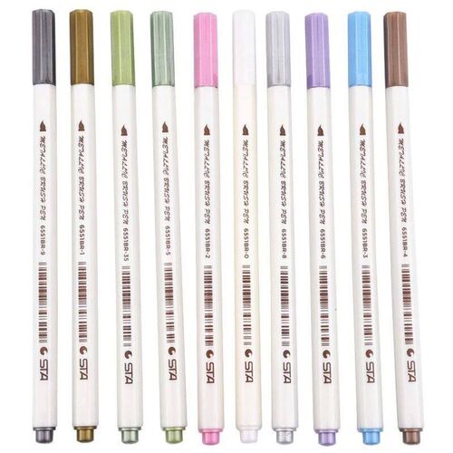 10 Colors STA Fineliner Metallic Marker Pen Liner Felt-tip P