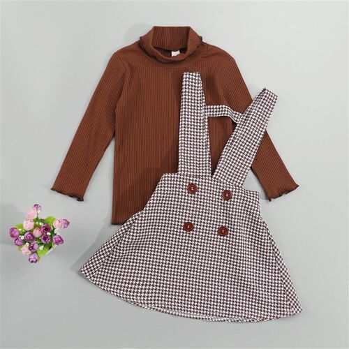 Girls Autumn Fashion Clothes Set 2 Pieces Suit Solid Turtlen