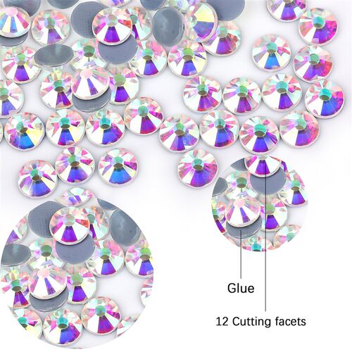 SS3~SS50 Crystal AB Hotfix Rhinestone Flat Back Iron On Stra