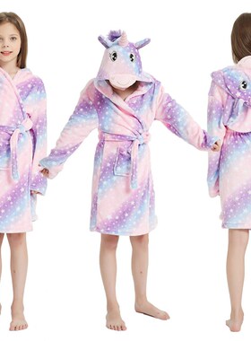 2021 Kids Unicorn Bath Robes Winter Childrens Bathrobe Kigu