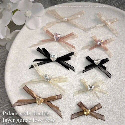 1Pcs Eugen Yarn Bow Bilayer Ribbon Colorful Nail Decoration