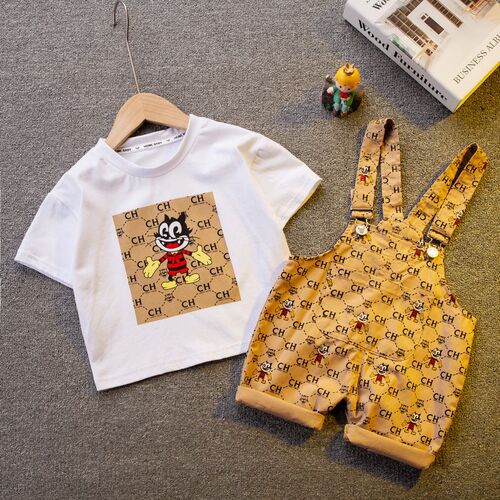 Boys sling suit summer 2023 new Korean baby foreign style su