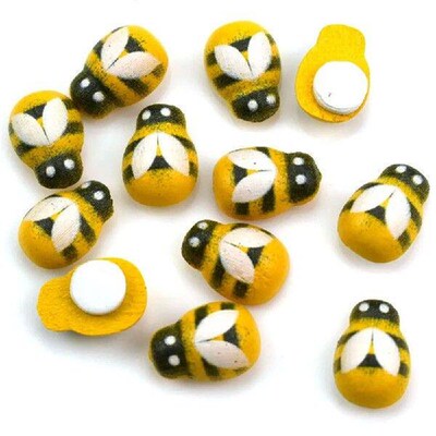 100PCS Bees Ladybugs Wooden Buttons Self-adhesive Stickers