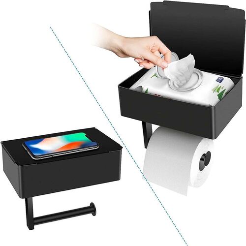Toilet Paper Holder With Shelf And Storage, Flushable Wipes