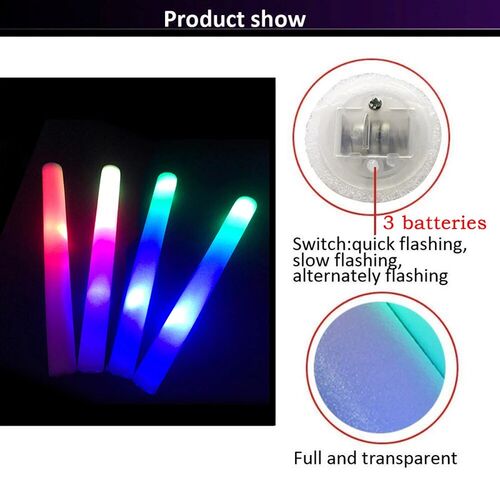 30/50 Pcs Led Foam Bar Glow In The Dark Light-Up Foam Sticks