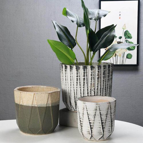 large flower pot plastic  es green  POTS