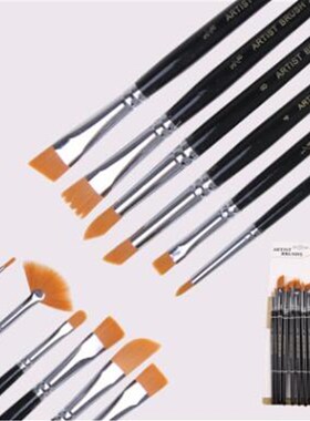 12 nylon hair paint brush set artist watercolor acrylic oil