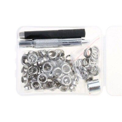 100PCS 6mm/8mm/10mm Grommets Eyelets Kits with Tool, Metal
