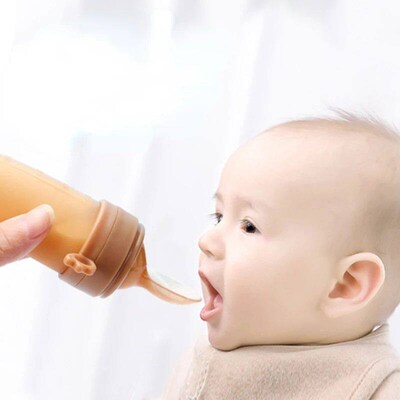 Baby Feeding Bottle Spoon Teether Baby Silicone Rice Paste C