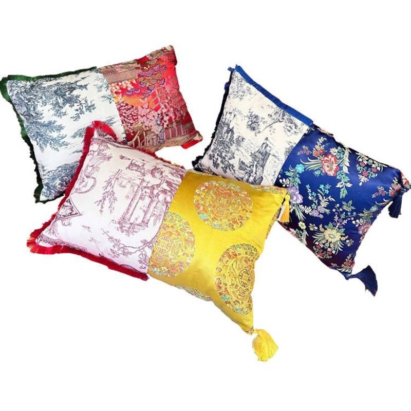 中西合并 古韵绣花帆布拼接 家用客厅车载 长方形抱枕 靠垫腰枕,居家布艺,靠垫/抱枕,淘宝优惠券,粉丝福利购,淘宝优惠卷