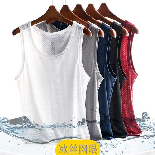 Ice Silk Mesh Vest Mens Hollow Mesh Mens Undershirt Fitnes