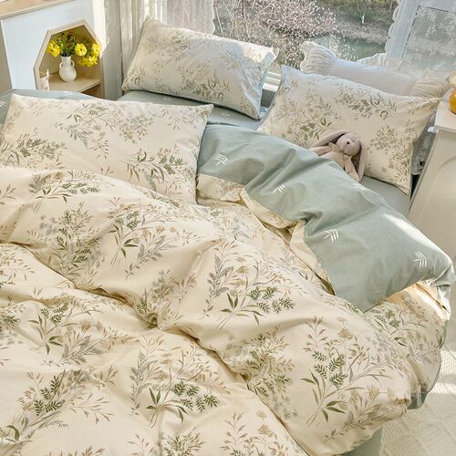 Pure tton Four-piece tton 2025 Bedding Fresh Floral Quilt ve