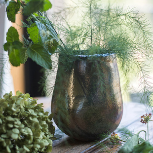 掬涵幻彩煤晶瓶手工艺术玻璃瓶金属色花瓶花器烛台蜡杯摆件